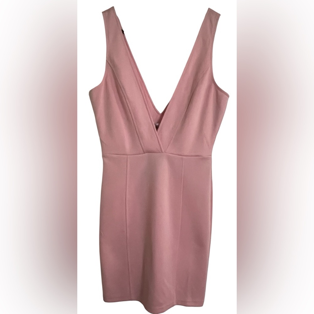 Sabo Skirt Blush Pink V-Neck Fitted Silhouette Plunge Dress, NWT, Size 8